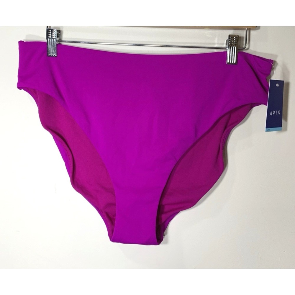 NEW Apt. 9 High‎ Rise Swim Bottom Womens Large Purple High Leg Shockberry w/Tag